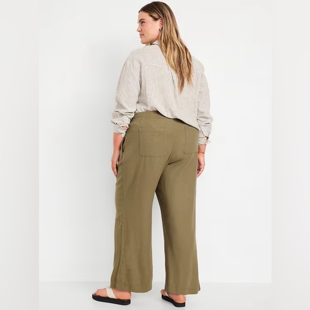 NEW! Old Navy Kombu Green High-Waisted Linen-Blend Wide-Leg Pants -#683290 🩷🪕 - Picture 7 of 8